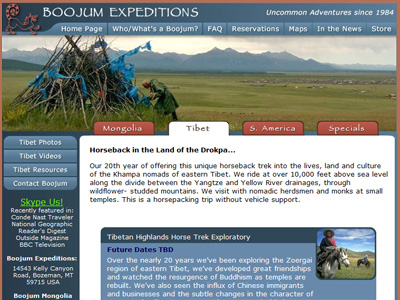 Example of subpage of site