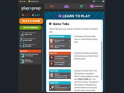 Game Tabs screen